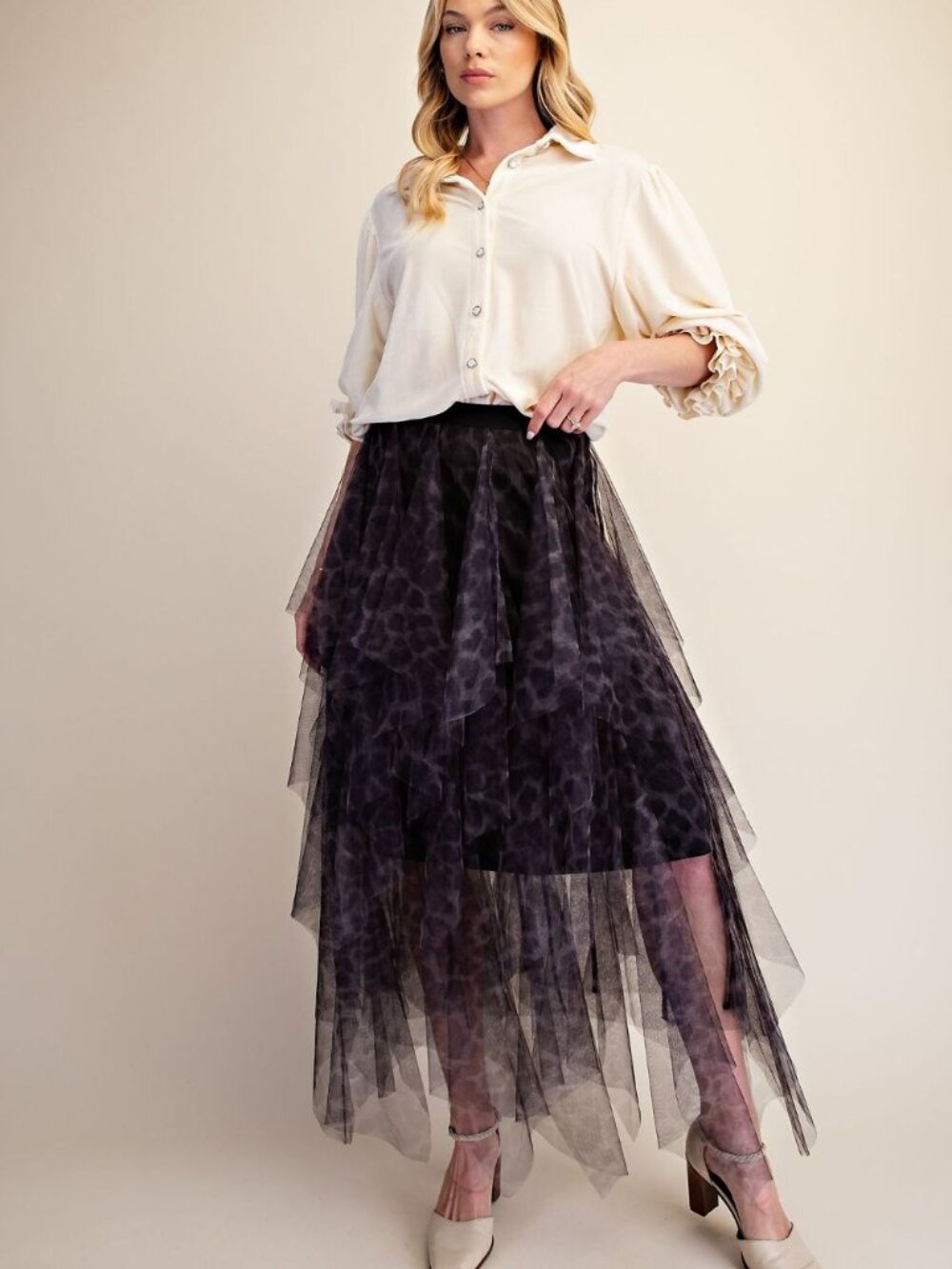 EASEL ANIMAL PRINTED POWER MESH BALLERINA SKIRT 100% POLYESTER